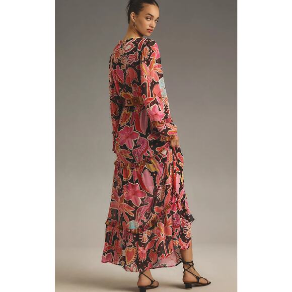 NWT Farm Rio Long-Sleeve Floral Tiered Maxi Dress - Small - Picture 3 of 4